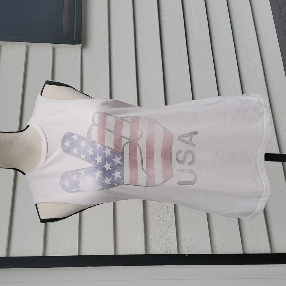 Corner Shop American Flag Peace Sign Graphic Sleeveless Top